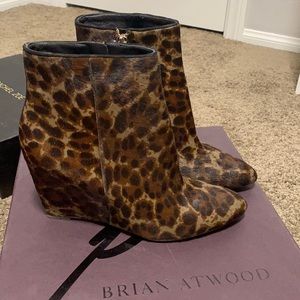 Brian Atwood Wedge Leopard Booties